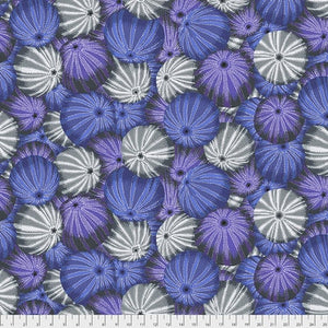 Group swatch sea urchin printed fabric in various colours
