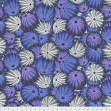 Swatch of sea urchin printed fabric in grey