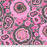 Square swatch Agate fabric (busy collaged organic circular shapes in grey and pink shades: inner rock pattern look)