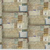 Square swatch document fabric (collaged vintage style papers/notes allover)