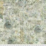 Swatch of vintage collage printed fabric in receipt