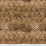 Flat swatch Spellbound fabric (brown marbled look fabric with decorative motif repeated allover in vintage/victorian style)