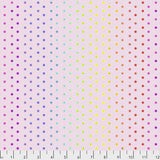 Square swatch Shell fabric (pale cream/pink hexagon print fabric with rainbow coloured metallic effect center dots throughout)