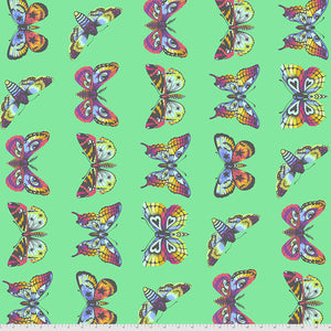 Group swatch assorted Butterfly Kisses themed fabrics in various styles/colours