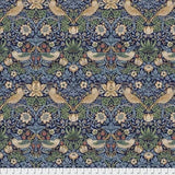 Swatch of strawberry floral printed fabric (large) in navy