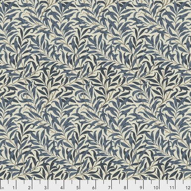 Swatch of navy intricate floral pattern fabric