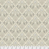 Square swatch Pure Trellis fabric (cream/grey coloured fabric with intricate floral and greenery in diamond shapes allover)