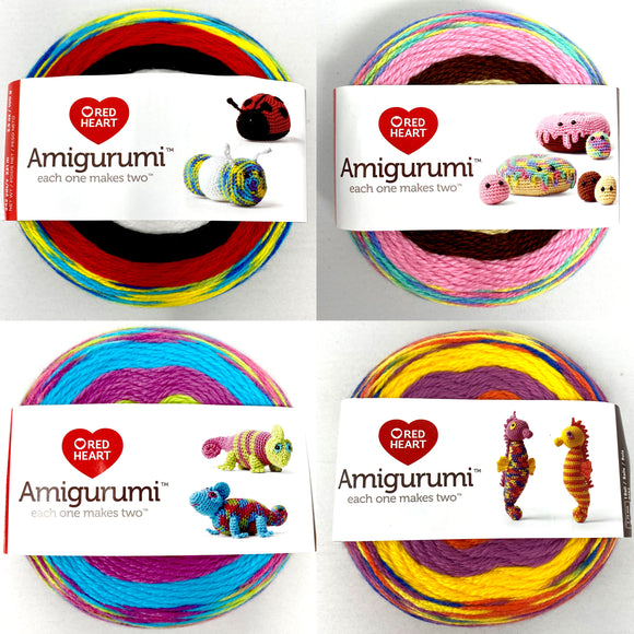 Group photo Amigurumi 4 colour yarn wheels (creates two crochet creatures) in various styles
