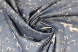 Swirled swatch mandchourie fabric (dark grey marbled look fabric with grey branchy trees with small cream coloured flowers and tossed white and black crane birds)