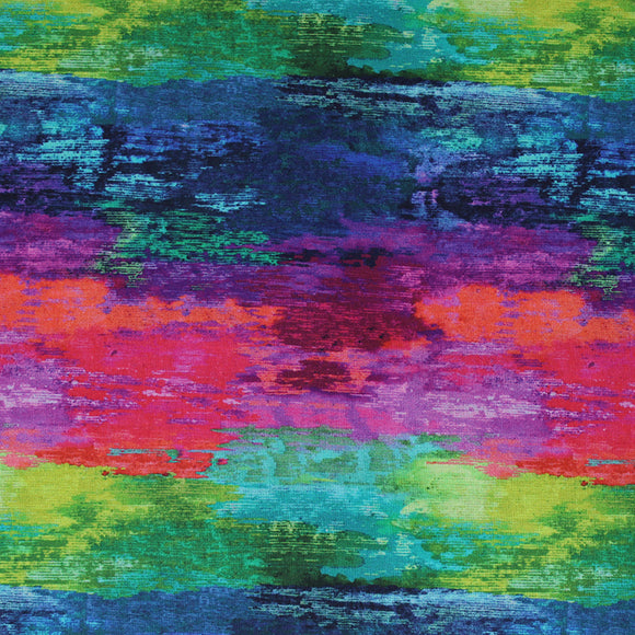 Square swatch Mayla fabric (deep watercolour blend look fabric in green, blue, purple, orange, pink, teal)