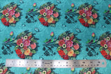 Flat swatch Colbri floral printed fabrics in blue