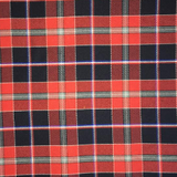 Swatch of Quebec tartan, featuring black background with red and white bands
