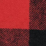 Swatch of red and black large check buffalo plaid flannel