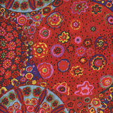 Swatch of millefiori printed fabric in red