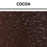Leather look vinyl swatch in shade cocoa (dark brown) with label