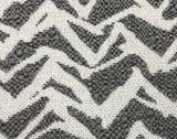 Square swatch upholstery fabric with zebra like print in light grey (white with light grey stripes/pattern)