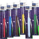 Group swatch soft handle crochet hooks in various sizes/colours