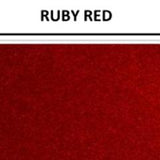 Metallic effect vinyl swatch in shade ruby red with label
