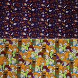 Group swatch assorted Scooby Doo printed fabrics in various styles/colours