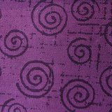 Square swatch swirls pattern material on purple