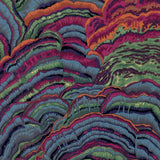 Swatch of teal tree fungi printed fabric