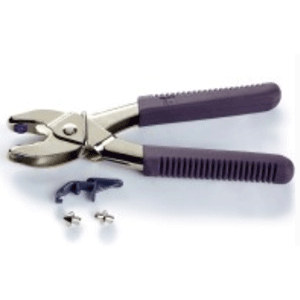 Set of snap applicators/piercing pliers with purple grip handles