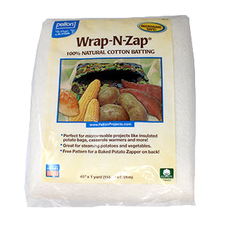 Buy New in Packagepellon 100% Cotton Batting, 1yd X 45in Package, Wrap-n-zap,  Microwavable Project Batting, Pattern for Baked Potato Bag Online in India  