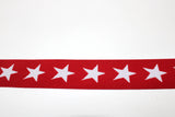 Star printed elastic in tomato red