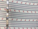 Flat swatch winter themed flannel in Deer navy stripes (small print Christmas sweater look stripes with red deer pattern on white)
