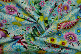 Print "Birds Grace" from the Birds In Paradise collection, twisted to show drape and texture.