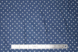 Flat swatch Blueberry Buckle (and floral) themed fabric in White Leaves on Dark Blue