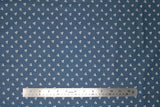 Flat swatch Blueberry Buckle (and floral) themed fabric in White Leaves on Light Blue