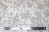 Flat swatch Blueberry Buckle (and floral) themed fabric in Brown Flowers on Off White