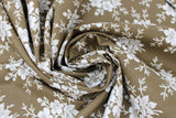 Swirled swatch Blueberry Buckle (and floral) themed fabric in White Flowers on Brown
