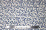 Flat swatch Blueberry Buckle (and floral) themed fabric in White Flowers