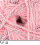 Swatch of Baby Marble DK yarn in shade BM10 (pale pink with some purple shades)