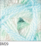 Swatch of Baby Marble DK yarn in shade BM29 (pale white/blue/purple shade)