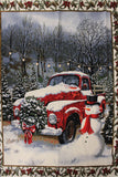 Red Christmas truck panel in Pinecone Border