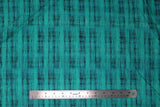 Flat swatch calico fabric in teal & black blended