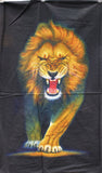 Full panel swatch Lion Panel (24" x 44") (black rectangular panel with growling lion walking towards you)