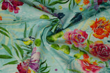 The print "Chickadee" from the Create Joy Project for Moda, twisted to show drape and texture.