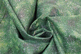 Swirled swatch Green Gold Sparkle fabric (deep green marbled look fabric with lots of gold/silver metallic sparkles allover)