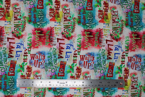 Group swatch assorted Christmas themed fabrics in various styles/colours