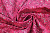 Swirled swatch Marble fabric (red and burgundy marbled look fabric with gold metallic sparkle effects)