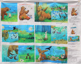 Full panel swatch - Multi Bear Count Panel - (44" x 28") (6 rectangular panels to make book pages "Bear Counts" book, woodland creature and friends book regarding counting to 5)