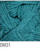Swatch of DK with Merino yarn in shade DM31 (bright medium blue)
