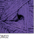 Swatch of DK with Merino yarn in shade DM32 (bright dark purple)