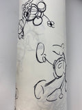 Full roll of Mickey and Minnie Mouse (Licensed) printed fabric in Drawn Mickey Mouse (sketched Mickey on white)