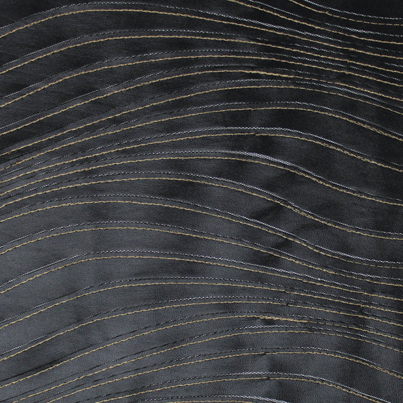 Swatch of faux leather striped netting (black)