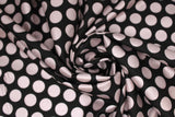 Swirled swatch glam themed fabric in Metallic Pink Circles on Black